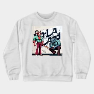 Retro Rebel: 70s Fashion smoking rhino in Shades Crewneck Sweatshirt